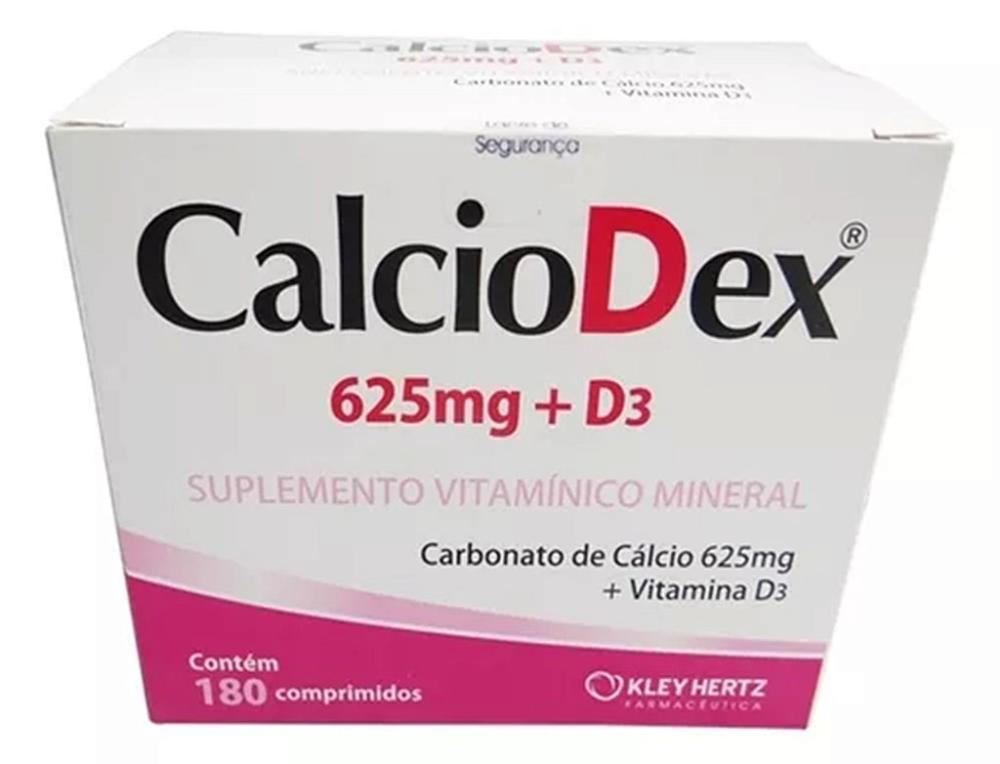 Encontraproduto.com.br - Suplemento Vitaminico Mineral Calciodex Cálcio 625mg + Vitamina D3 Com 180 Comprimidos - Kley Hertz