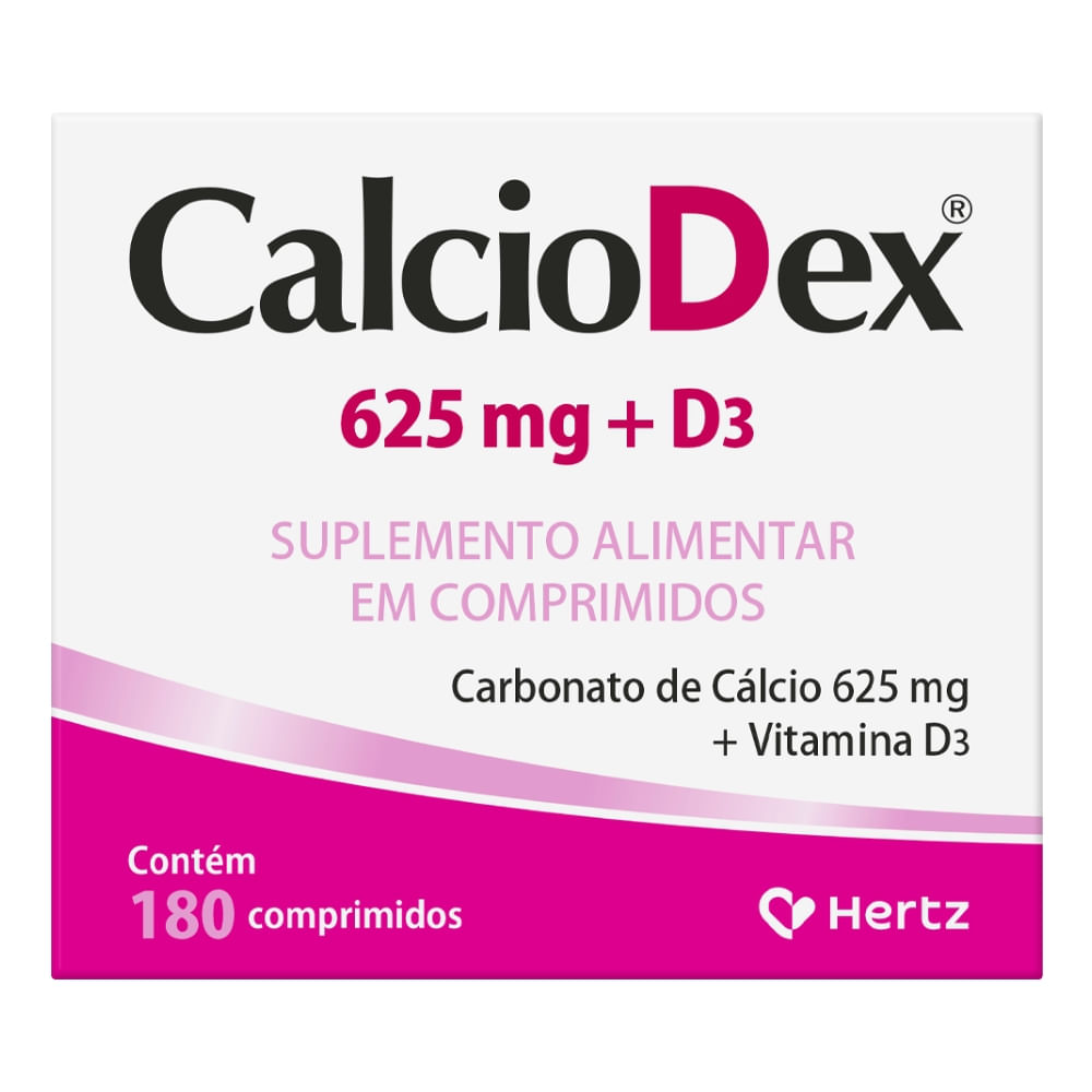 Encontraproduto.com.br - Suplemento Vitaminico Mineral Calciodex Cálcio 625mg + Vitamina D3 Com 180 Comprimidos - Kley Hertz