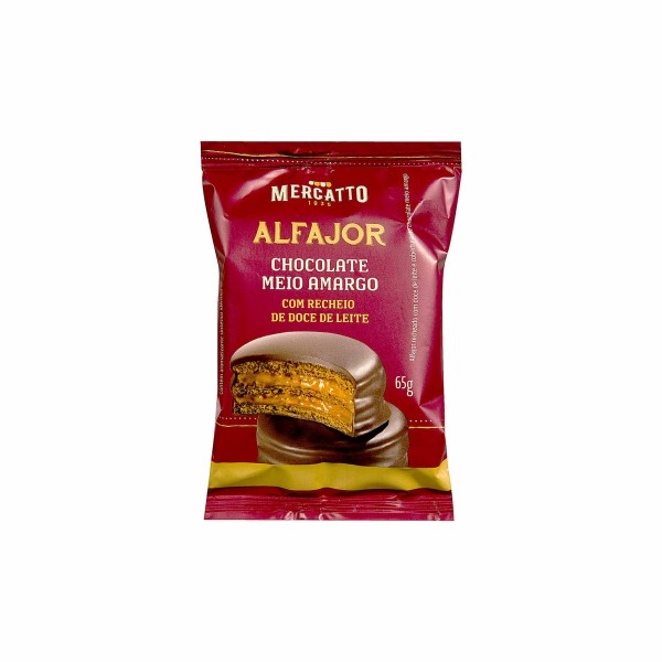 Encontraproduto.com.br - Alfajor de Chocolate Meio Amargo com Doce de Leite Mercatto 65g