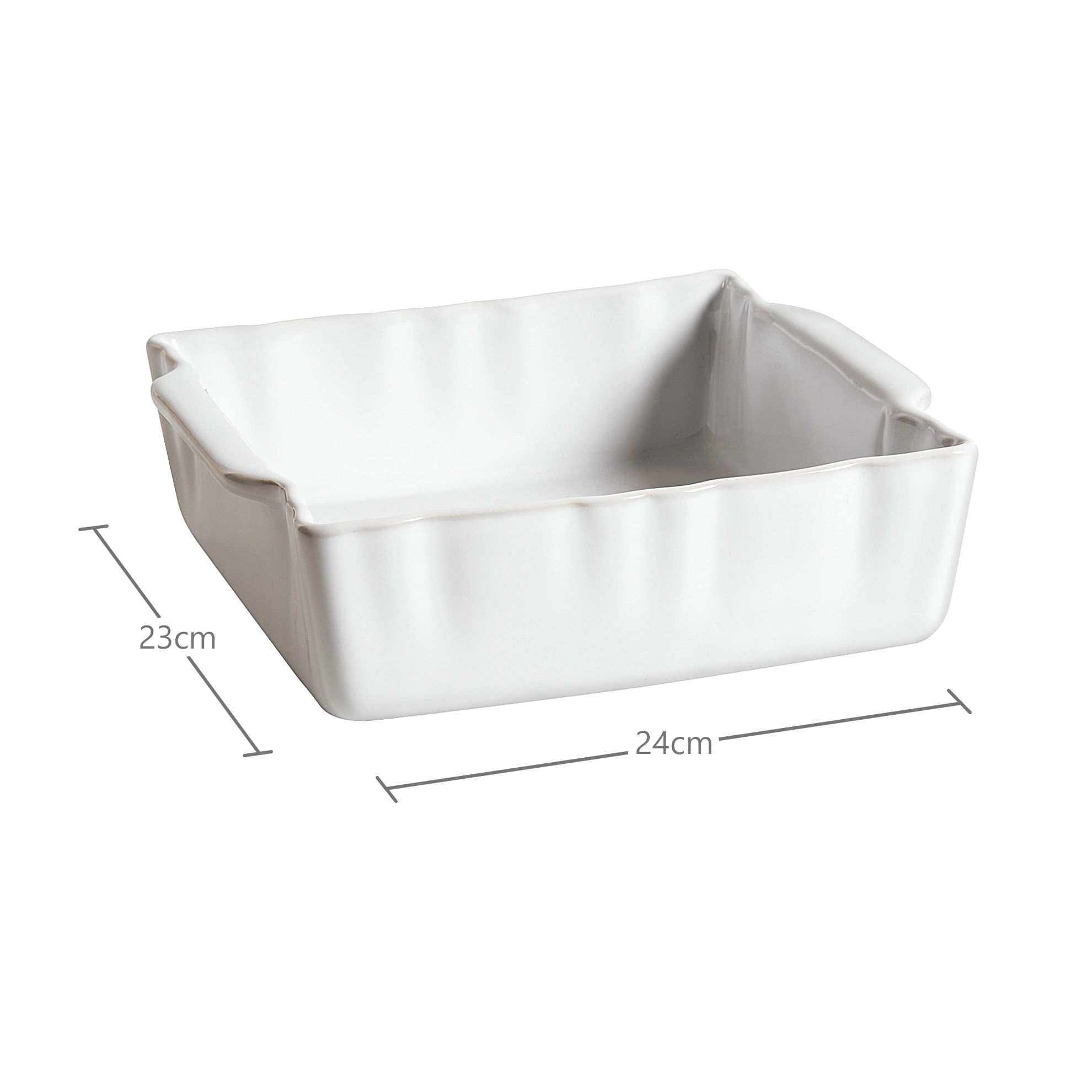 Encontraproduto.com.br - Assadeira de Cerâmica Retangular Wave Branca Marchand 24,5x7x23cm