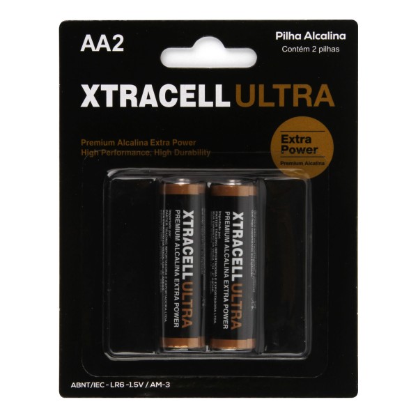 Pilha Alcalina AA Pequena Cartela com 2 Unidades - Xtracell
