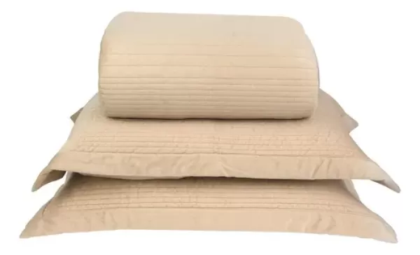 Encontraproduto.com.br - Kit Colcha Casal Bege Veludo Ivory - Acasa