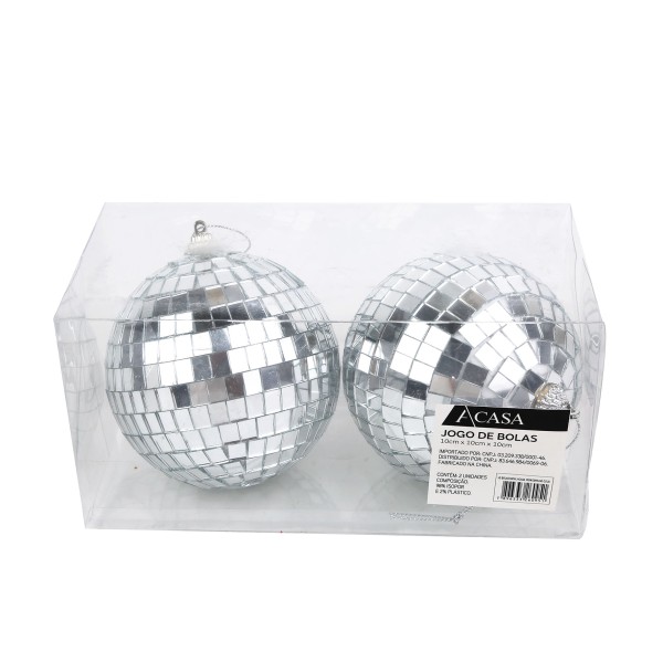 Encontraproduto.com.br - Jogo de Bolas Espelho Natal 10cm com 2 Peças - ACASA