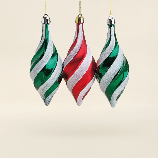 Encontraproduto.com.br - Jogo de Enfeite Pingente Verde e Vermelho 14cm com 3 Unidades - ACASA