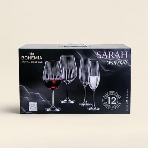 Kit Taças BOHEMIA Sarah com 12 peças Cristal