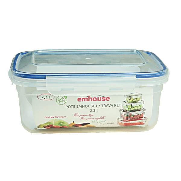 Encontraproduto.com.br - Pote com Trava Retangular 2.3L  EMHOUSE