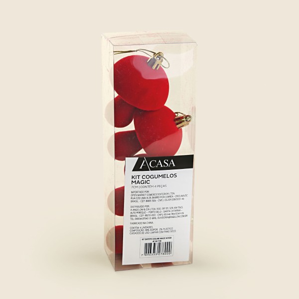 Encontraproduto.com.br - Kit de Enfeite Magic Vermelho 7cm com 4 Peças - ACASA