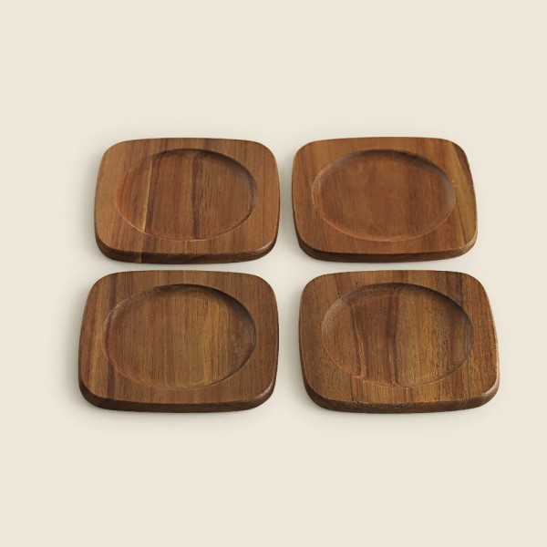Encontraproduto.com.br - Kit Porta Copos ACASA Daily Bambu 11cm com 5 Peças