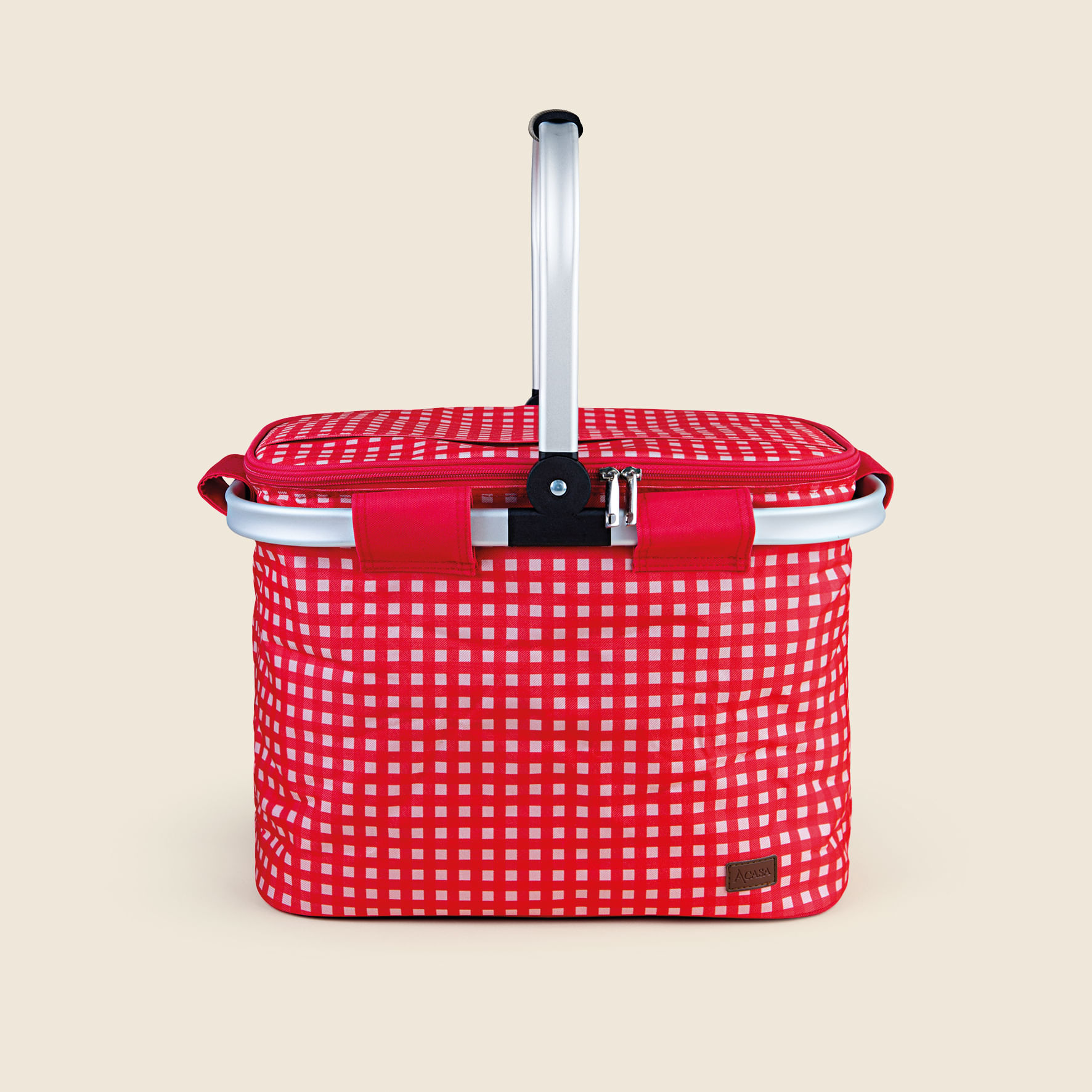 Bolsa Térmica Listrada Vermelho e Rosa 26L - ACASA