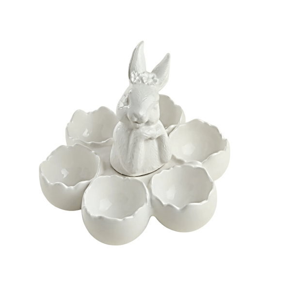 Encontraproduto.com.br - Porta Ovos Blanc Cerâmica 15x17x13cm - ACASA