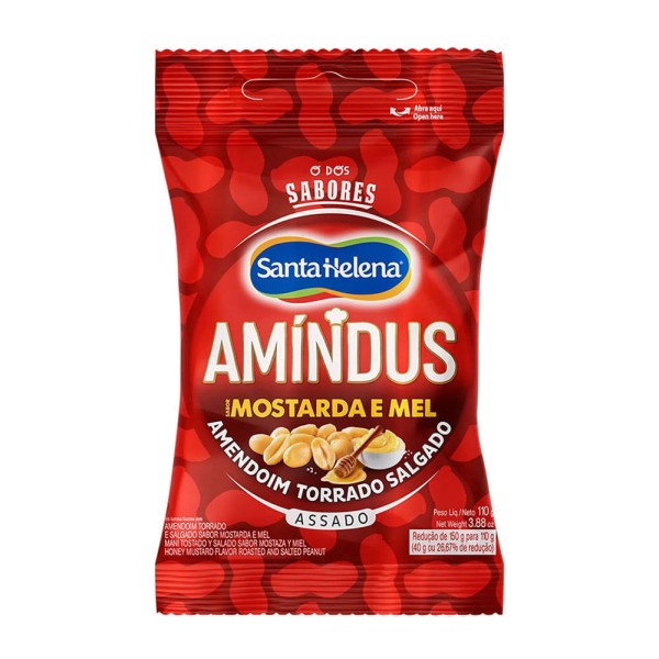 Encontraproduto.com.br - Amendoim Santa Helena Amindus Mostar/Mel 110G