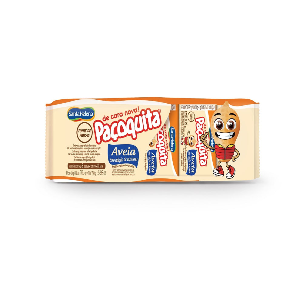 Encontraproduto.com.br - Paçoca com Aveia Zero Açúcar Paçoquita c/8 - Santa Helena