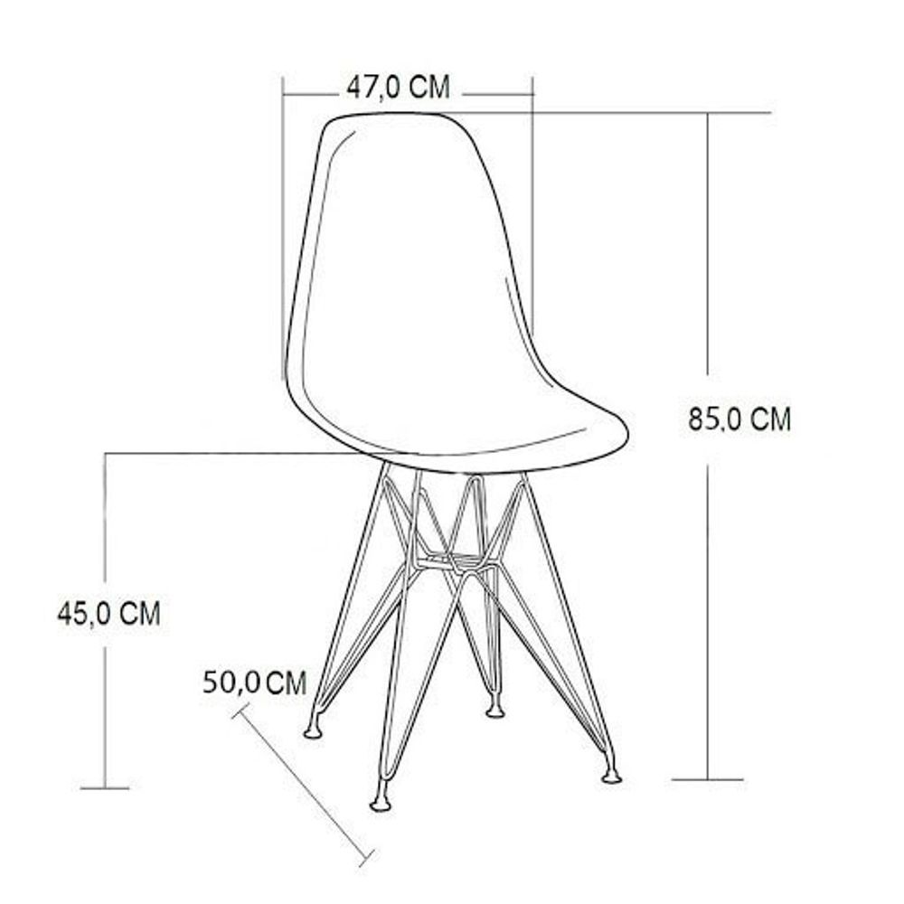 Encontraproduto.com.br - Mesa De Jantar Redonda 90Cm Branca Clips 3 Pés Com 4 Cadeiras Eames Eiffel Brancas Base Cobre