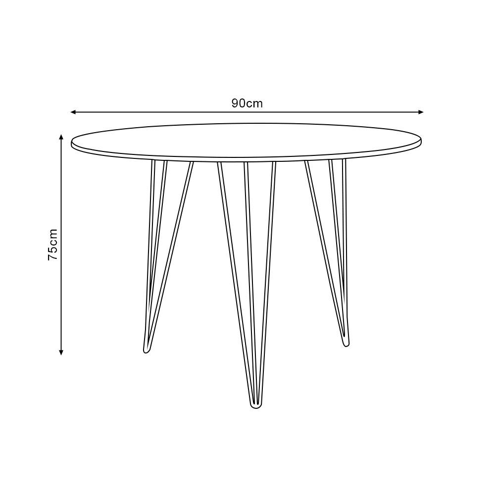 Encontraproduto.com.br - Mesa De Jantar Redonda 90Cm Branca Clips 3 Pés Com 4 Cadeiras Eames Eiffel Brancas Base Cobre