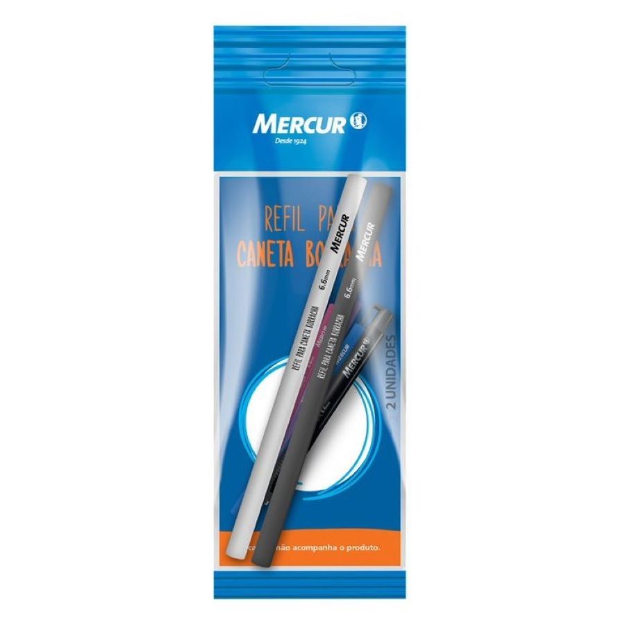Refil Para Caneta Borracha Cores Pull Pack 2 Unidades 6.6mm Mercur
