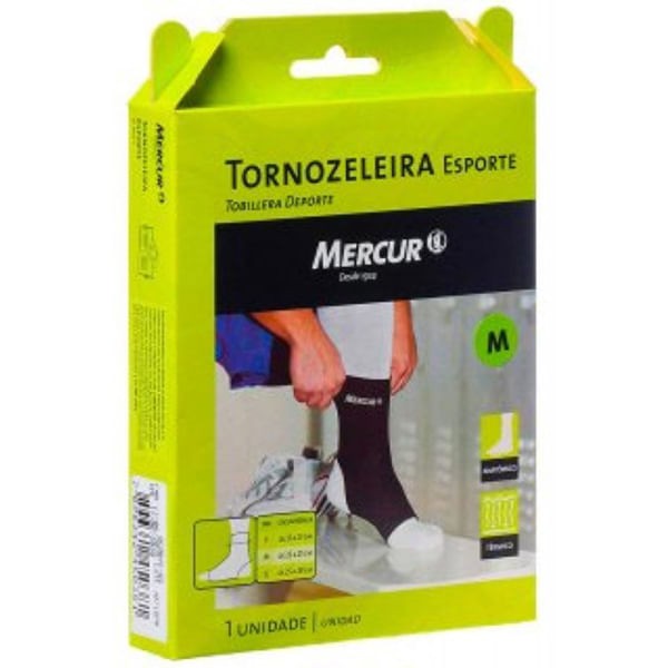Encontraproduto.com.br - Tornozeleira Mercur Spt Neoprene Médio Preto Bc60045-Bs - Mercur