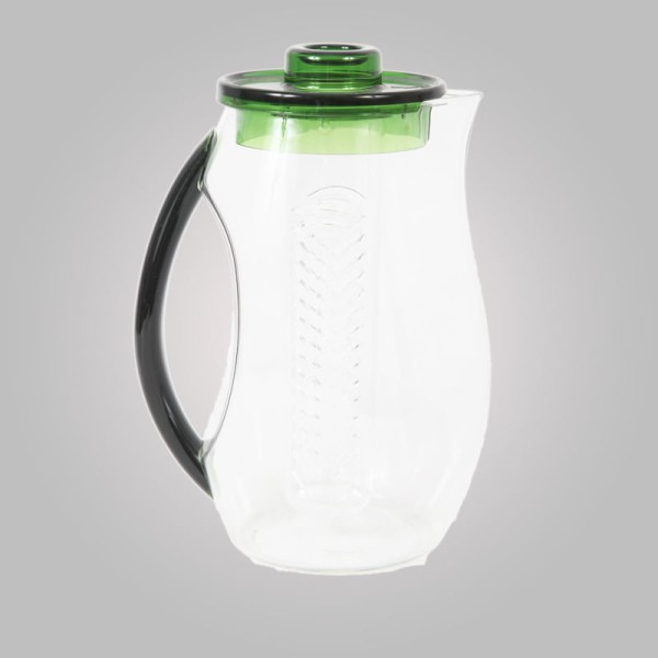 Encontraproduto.com.br - Jarra Em Acrílico Com Suporte Vazado Para Gelo 2,5L Verde KY738 GR