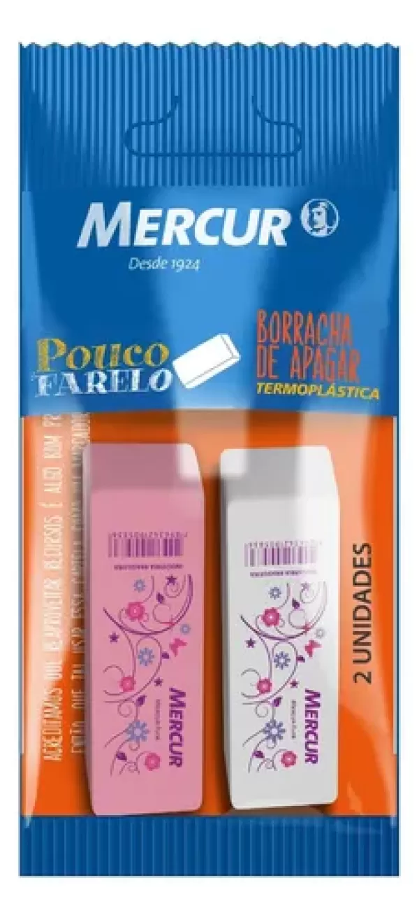 Kit Com 2 Borrachas Rosa E Branca Decoradas Mercur