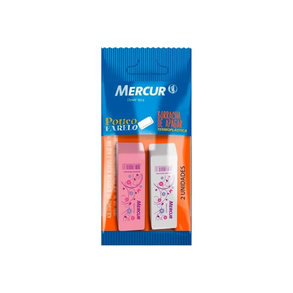 Encontraproduto.com.br - Kit Com 2 Borrachas Rosa E Branca Decoradas Mercur