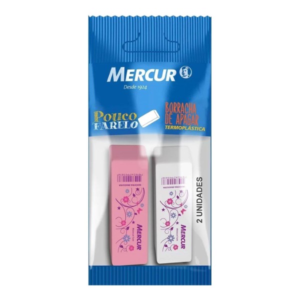 Encontraproduto.com.br - Kit Com 2 Borrachas Rosa E Branca Decoradas Mercur