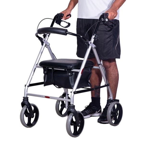 Encontraproduto.com.br - Andador com 4 Rodas, Assento e Cesta - Mercur