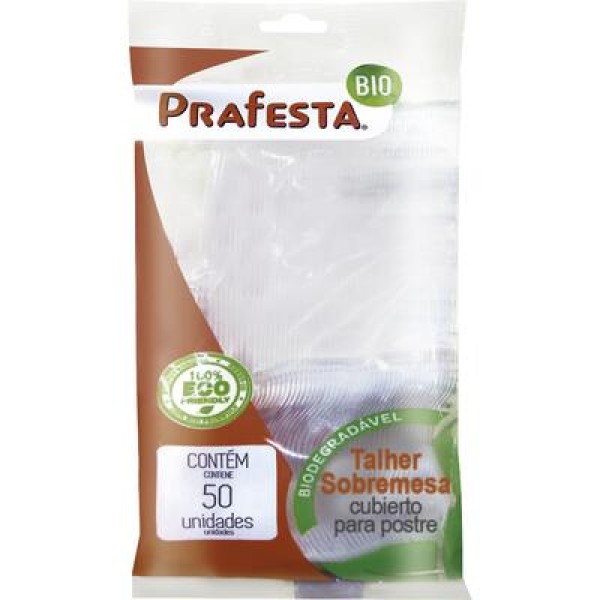 Encontraproduto.com.br - Colher Sobremesa Biodegradável Prafesta Ref.5980 Pacote com 50 unidades
