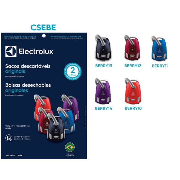 Encontraproduto.com.br - Kit c/ 3 Sacos Descartáveis p/ Aspiradores de Pó Modelos: Berry Electrolux (SBEBE)