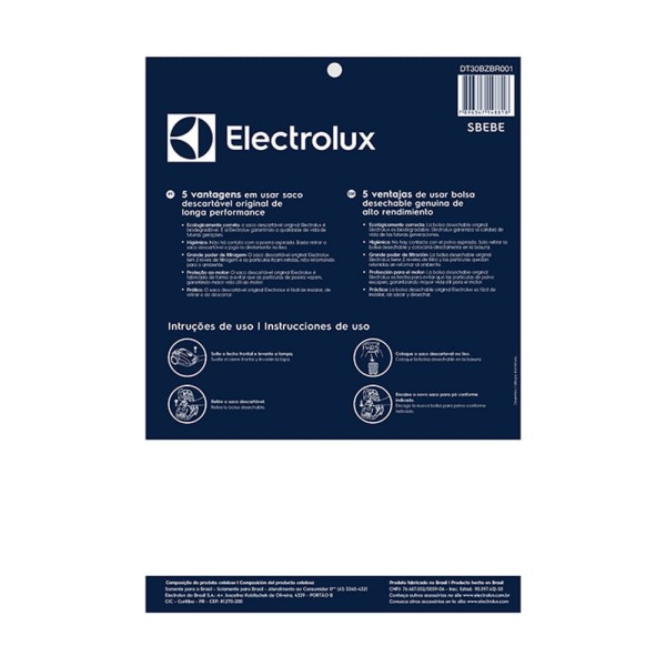 Encontraproduto.com.br - Kit c/ 3 Sacos Descartáveis p/ Aspiradores de Pó Modelos: Berry Electrolux (SBEBE)