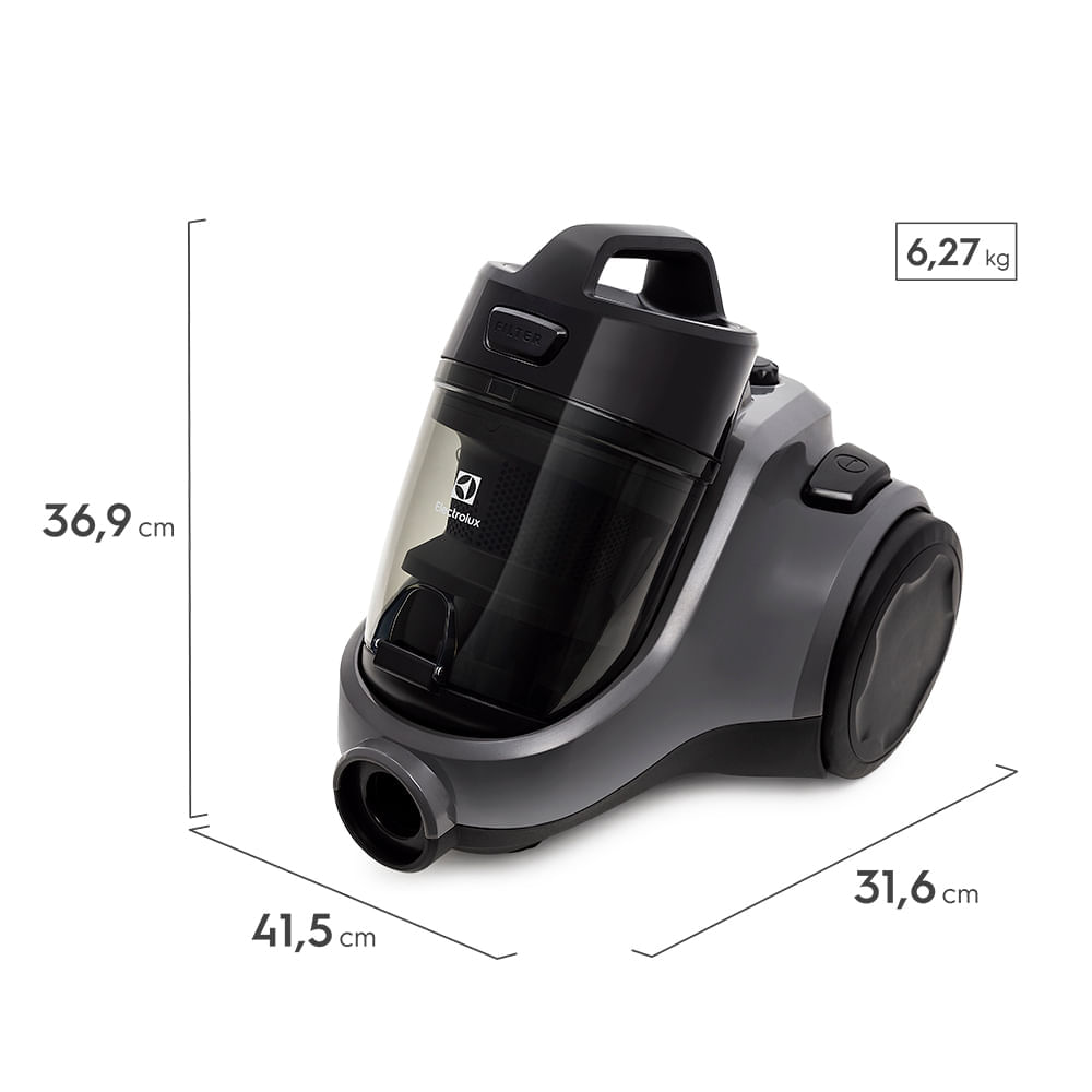 Encontraproduto.com.br - Aspirador de Pó sem Saco 1600W EASE Easybox Electrolux Silencioso Filtro HEPA tubo metalico (EAS30)