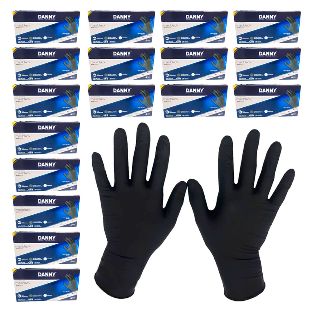Encontraproduto.com.br - Luva de Latex Danny Maxiblack 8/m Kit 10 Caixas com 20UN