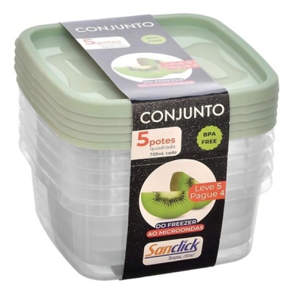 Encontraproduto.com.br - Conjunto de Potes Santana Redondo L5P4 700ml 5407 c/ 5 Unid