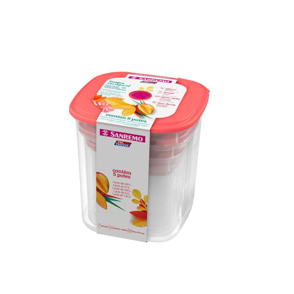 Conjunto Sanremo Vac Freezer 5 peças Quadrados 490/2C