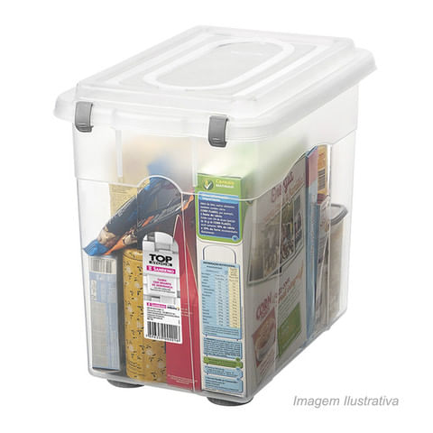 Encontraproduto.com.br - Caixa Organizadora Plástica Transparente 26,5L Sanremo