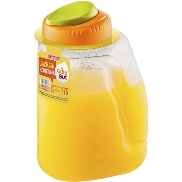 Encontraproduto.com.br - Garrafa Retangular Plástica 1,75L Gole Gut Sanremo