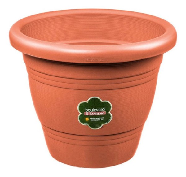 Vaso para Planta Plástico Redondo Marrom 17cm Boulevard Sanremo