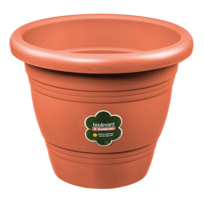 Vaso para Planta Plástico Redondo Marrom 35cm Sanremo