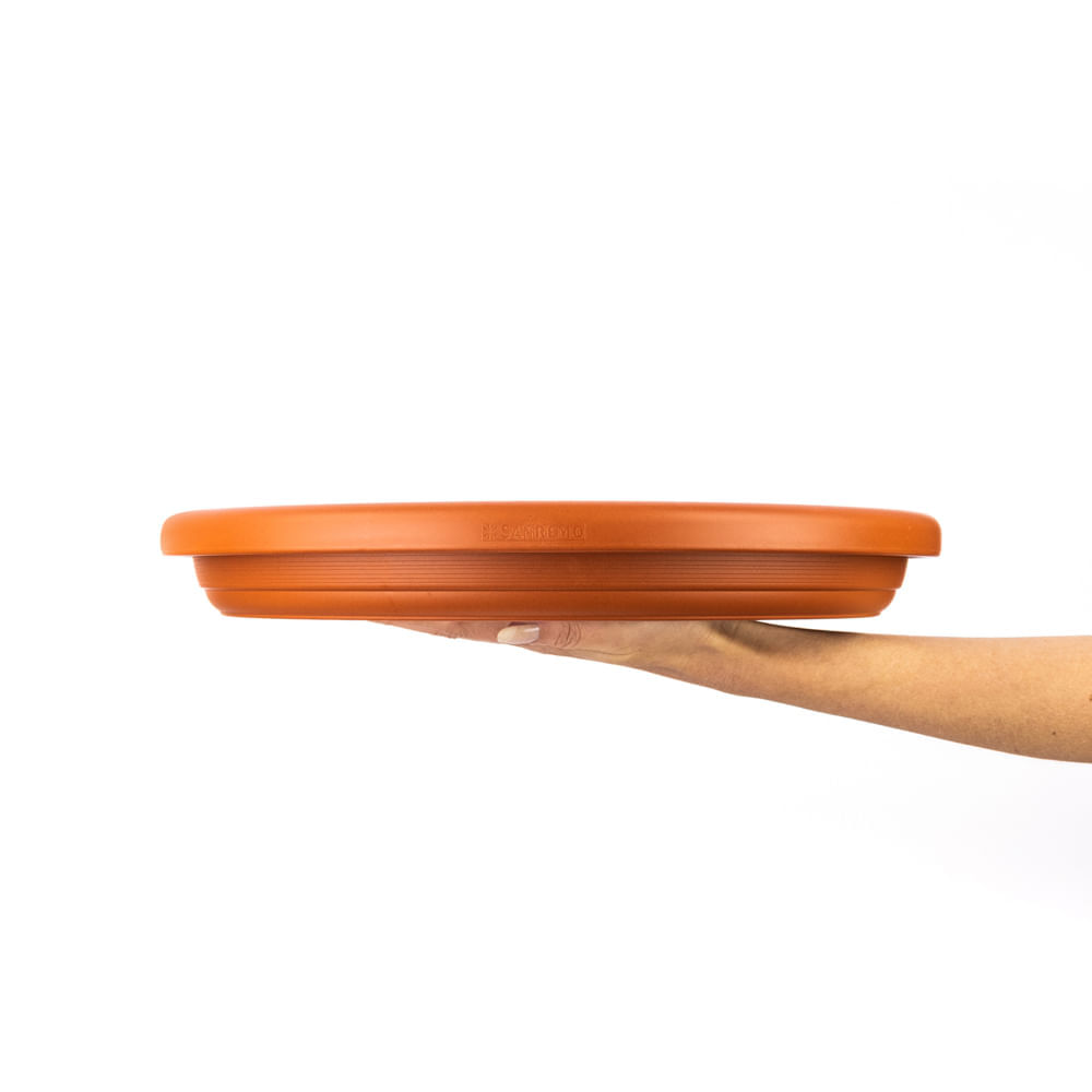 Prato para Vaso de Planta Plástico Marrom Redondo 36cm Boulevard Sanremo