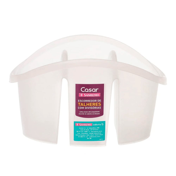 Encontraproduto.com.br - Escorredor de Talheres Plástico com Divisória Transparente Casar Sanremo