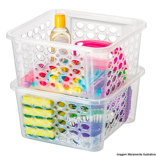 Encontraproduto.com.br - Cesta Empilhável Plástico Transparente 6,3L Moolti Sanremo