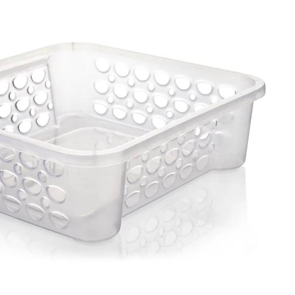 Encontraproduto.com.br - Cesta Empilhável Plástico Transparente 1,6L Moolti Sanremo