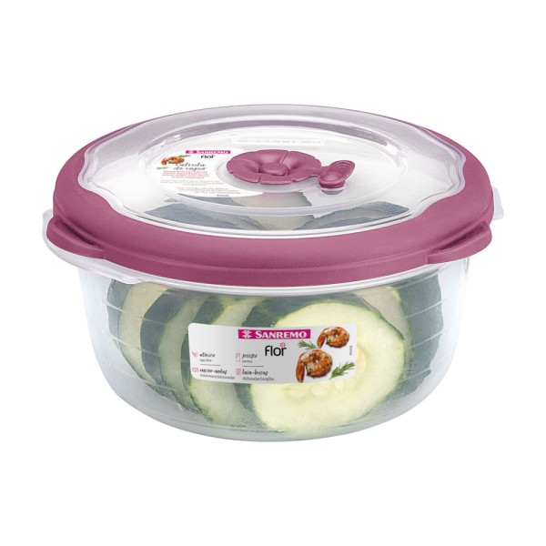 Pote Plástico Redondo Hermético Açaí 1,1L Flor Sanremo