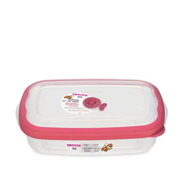 Encontraproduto.com.br - Pote Plástico Retangular Hermético Açaí 430ml Flor Sanremo