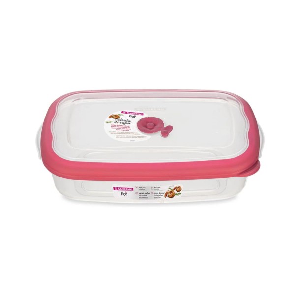 Encontraproduto.com.br - Pote Plástico Retangular Hermético Açaí 430ml Flor Sanremo