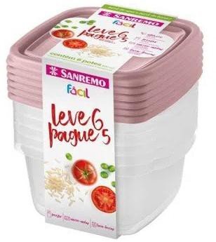 Encontraproduto.com.br - Conjunto Leve 6 Pague 5 Potes Plásticos 800ml Fácil Sanremo