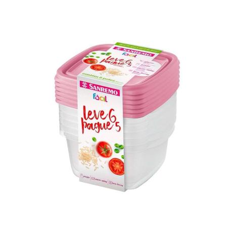 Encontraproduto.com.br - Conjunto Leve 6 Pague 5 Potes Plásticos 800ml Fácil Sanremo
