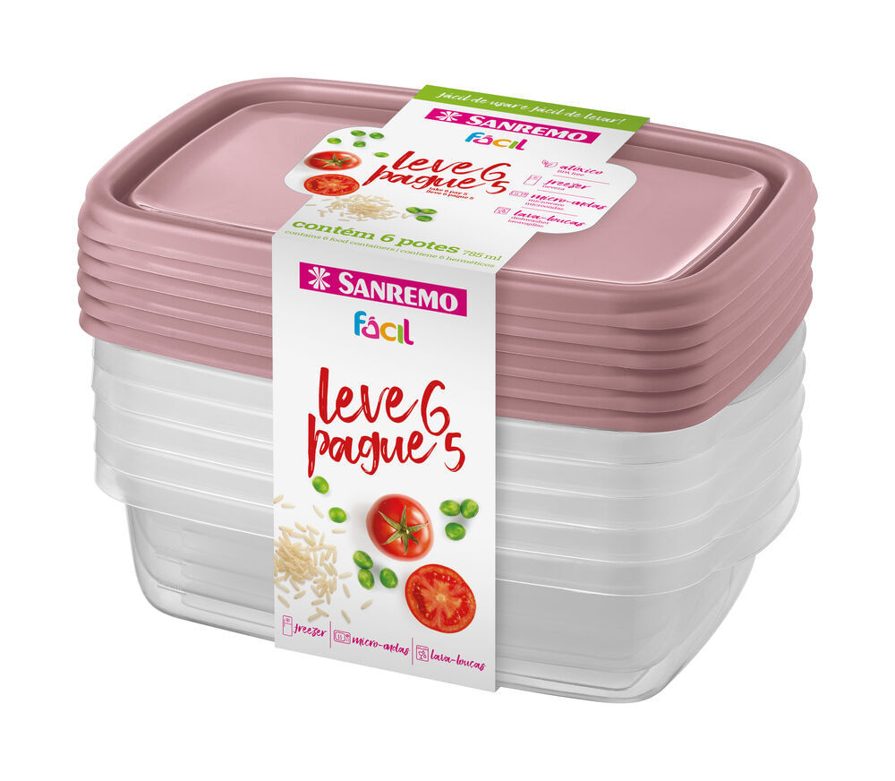 Encontraproduto.com.br - Conjunto de Potes Plásticos Fácil Verde 785ml 3pçs - Sanremo