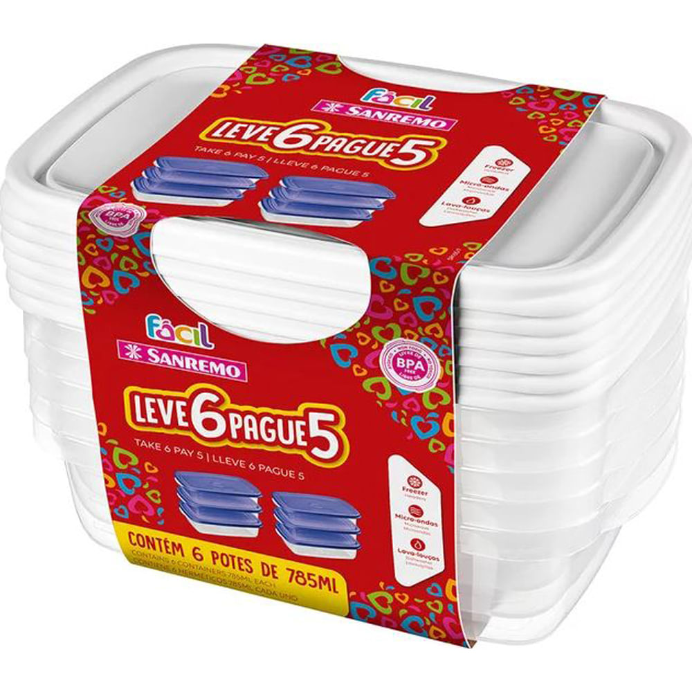 Encontraproduto.com.br - Conjunto de Potes Plásticos Fácil Verde 785ml 3pçs - Sanremo