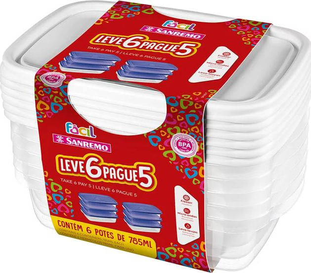 Encontraproduto.com.br - Conjunto de Potes Plásticos Fácil Verde 785ml 3pçs - Sanremo