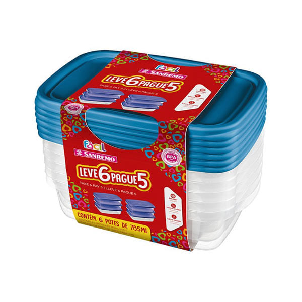 Encontraproduto.com.br - Conjunto de Potes Plásticos Fácil Verde 785ml 3pçs - Sanremo