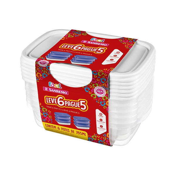 Encontraproduto.com.br - Conjunto de Potes Plásticos Fácil Verde 785ml 3pçs - Sanremo